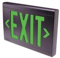 Dual-Lite EVEUGBE LED Exit Sign, Single/ Double Face, Green Letters, Black Finish, Emergency Operation, No Self-Diagnostics