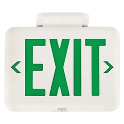 Dual-Lite EVEUGW LED Exit Sign, Single/ Double Face, Green Letters, White Finish, Standard Model, No Self-Diagnostics