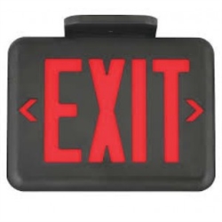 Dual-Lite EVEURBE LED Exit Sign, Single/ Double Face, Red Letters, Black Finish, Emergency Operation, No Self-Diagnostics