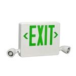 Dual Lite HCXUGW-03L Side Mount Designer LED Exit Sign and Emergency Light, Universal Face, Green Letters, 3W LED Lamps, White Finish