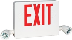 Dual-Lite HCXURW-FTA Side Mount Designer LED Exit Sign and Emergency Light, Universal Face, Red Letters, White Finish, Free Trade Agreement Transform