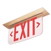 Dual-Lite LECDRCNE-XK Ceiling Mounting Architectural Edge-Lit LED Exit Sign, 120/277V, Double Face, Red Letters, L/R Arrows, Satin Aluminum Finish, Emergency Operation, Less Rough-In Kit