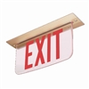 Dual-Lite LECDRXNE-XK Ceiling Mounting Architectural Edge-Lit LED Exit Sign, 120/277V, Double Face, Red Letters, No Arrows, Satin Aluminum Finish, Emergency Operation, Less Rough-In Kit