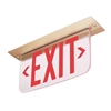 Dual Lite LECSRRSA Ceiling Mount Edge-Lit LED Exit Sign, Single Face, Red Letters, Right Arrow, Satin Brass Finish, AC Only
