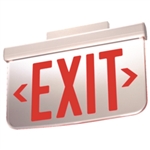 Dual Lite LESWSRXWAW Wall Mount Architectural Edge-Lit LED Exit Sign, Single Face, Red Letters, No Arrows Exit, White Finish, AC Only, White Plaque Background