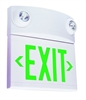 Dual-Lite LTUGWDI 10W Tandem Emergeny Lighting Unit and LED Exit Sign Combo, Single/ Double Face, Green Letters, White Finish, Damp Location Model, Spectron Self-Diagnostics