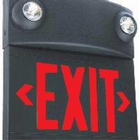 Dual-Lite LTURB3 10W Tandem Emergeny Lighting Unit and LED Exit Sign Combo, Single/ Double Face, Red Letters, Black Finish, Remote Capacity ModelNo Self-Diagnostics