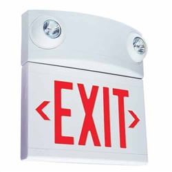 Dual-Lite LTURWD 10W Tandem Emergeny Lighting Unit and LED Exit Sign Combo, Single/ Double Face, Red Letters, White Finish, Damp Location Model, No Self-Diagnostics