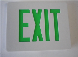 Dual-Lite SEDGWE Sempra Die Cast Exit Sign, Double Face, Green Letter Color, White Finish, Emergencey Operation, No Self-Diagnostic