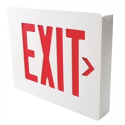 Dual-Lite SEDRWN Sempra Die Cast Exit Sign, Double Face, Red Letter Color, White Finish with Brushed Face, AC Only, No Self-Diagnostic