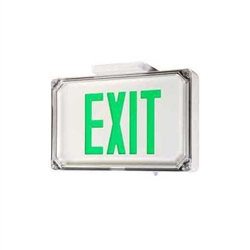 Dual-Lite SEWLDGWE-4X Harsh Environment Exit Sign, 120/277V, Double Face, Green Letters, White Finish, Emergency Operation, NEMA 4X, IP66 Rating