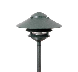 Focus Industries AL-03-3T103LED3RBV 12V 3W Omni LED Cast Aluminum 10" 2 Tier Pagoda Hat Area Light with 3" Base, Rubbed Verde Finish