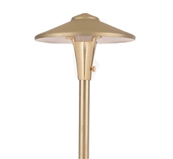 Focus Industries AL-04-AHFLED324SBRS 12V 3W Omni LED Cast Brass 7.5" China Hat Area Light with Adjustable Hub and 24" Finial, Brass Finish
