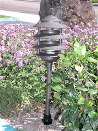 Focus Industries AL034TL12BRT 3W Omni Super Saver LED 6" Four Tier Pagoda Hat Area Light, Bronze Texture Finish