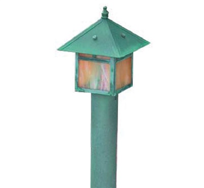 Focus Industries AL09L12RBV 12V 3W Omni LED Brass Post Lantern Area Light with ABS Post, Rubbed Verde  Finish