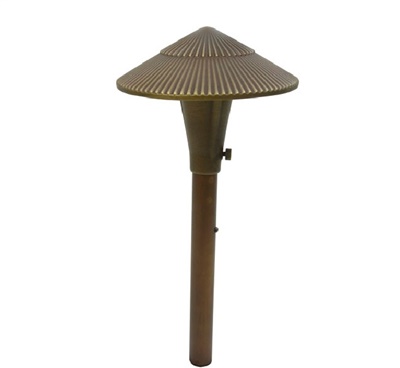 Focus Industries AL15SML12BAR 12V 3W Omni LED 5.75"" Cast Brass Tiki Hat, Brass Acid Rust Finish