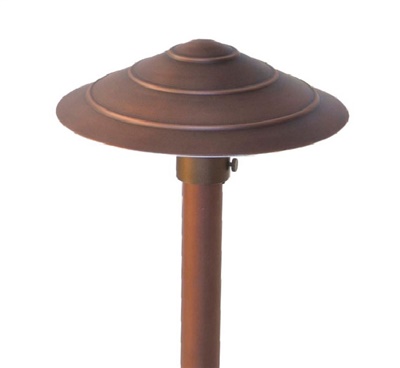 Focus Industries AL20AHL12CAV 12V 3W Omni LED 8" Saturn Ring Hat Area Light with Adjustable Hub, Copper Acid Verde Finish