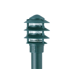 Focus Industries IAL-04-NL3-ATV E26 Standard Base 4 Tier 6" Pagoda Hat, 3" Post Mount Base Area Light, Antique Verde Finish