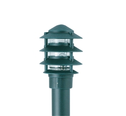 Focus Industries IAL-04-NL3-RBV E26 Standard Base 4 Tier 6" Pagoda Hat, 3" Post Mount Base Area Light, Rubbed Verde Finish