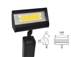 Focus Industries LFL-01-HELEDP1212V-BLT 12V 12W LED 3000K, Floodlight with Hood Extension, Black Texture Finish