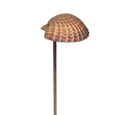 Focus Industries PL-03-DC-BAR 12V 18W S8 Incandescent 5.25" Sea Shell Hat Path Light, Brass Acid Rust Finish