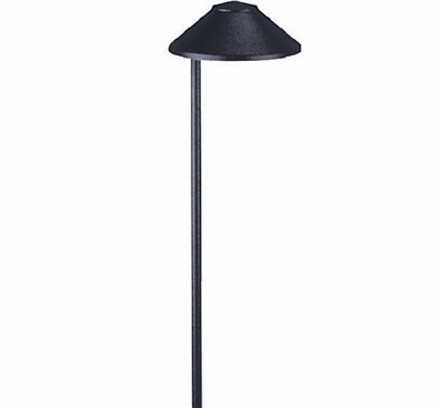 Focus Industries PL01L12BLT 12V 3W Omni LED 5.5" Cast Aluminum China Hat Path Light, Black Texture Finish