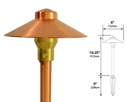 Focus Industries RXA-01-F-COP 12V 20W T4 Halogen 6" China Hat Finial with Adjustable Hub Area Light, Unfinished Copper