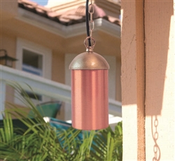 Focus Industries SL-14-LED3RBV 3W OMNI LED, Aluminum Hanging Cylinder, Brass Chain, Jbox, Rubbed Verde Finish