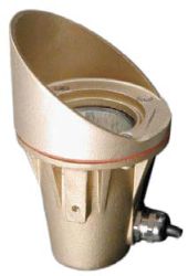 Focus Industries SL-33-SM-AC 12V MR16 Brass Underwater Light with Side Mount Cord and Angle Collar, Brass Finish
