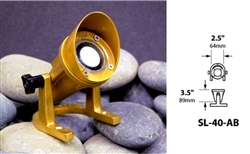 Focus Industries SL-40-AB-ULT 12V 20W Ultraline MR11 Halogen, Underwater Light with Aiming Bracket, Unfinished Brass