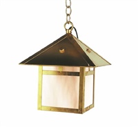 Focus Industries SL12L12BAV 3W Omni LED Brass Hanging Lantern Step Light with Brass Chain, Brass Acid Verde Finish