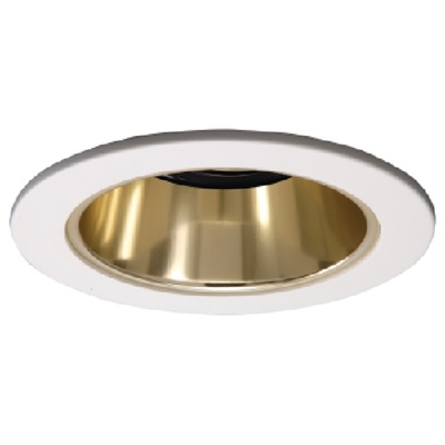 Halo Recessed 1421RG 4" Low Voltage Reflector Trim, Residential Gold Reflector with White Trim Ring
