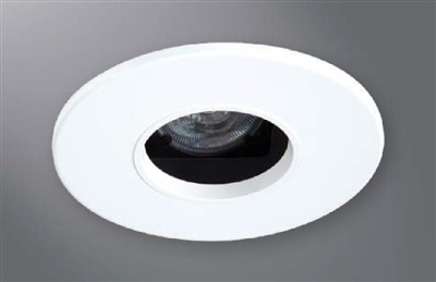 Halo Recessed 1445MWBB 4" Line Voltage Round Pinhole with Oculus, Open, 35 Degree Tilt, Matte White, Black Baffle