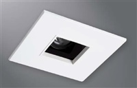 Halo Recessed 1485MWBB 4" Line Voltage Square Pinhole with Oculus, Open, 35 Degree Tilt, Matte White, Black Baffle