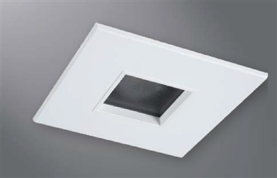 Halo Recessed 1487MWWB 4" Line Voltage Square Pinhole, Diffuse Lens, 35 Degree Tilt, Matte White, White Baffle