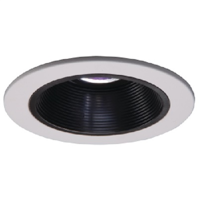 Halo Recessed 1493P 4" Low Voltage Coilex Downlight Baffle Reflector Trim, Black Baffle with White Trim Ring