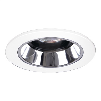 Halo Recessed 1951PS 4" Low Voltage Adjustable Lensed Shower Trim, White Trim, Clear Specular Splay Reflector