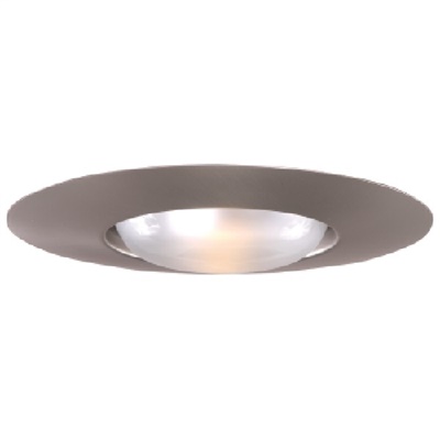 Halo Recessed 300SN 6" Open Trim with Socket Support for BR30 and PAR30 Lamps, Satin Nickel Trim