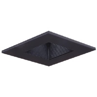 Halo Recessed 3011BKBB 3" Square Baffle Downlight Trim, Black with Black Baffle