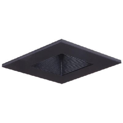 Halo Recessed 3011BKBB 3" Square Baffle Downlight Trim, Black with Black Baffle