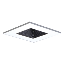 Halo Recessed 3012WHBB 3" Square Regressed Lens Adjustable Baffle Trim, Black Baffle, White Trim