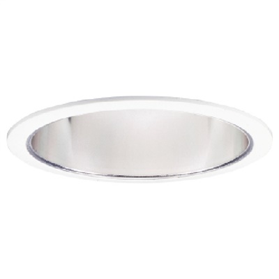 Halo Recessed 404C 6" Specular Full Reflector Trim for A-Lamps, Clear Specular Reflector, White Trim