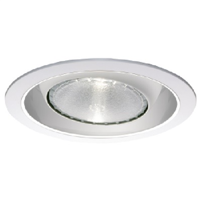 Halo Recessed 419P 6" Regressed Eyeball with Splay, 25 Degrees Tilt, White Trim and Eyeball with White Splay