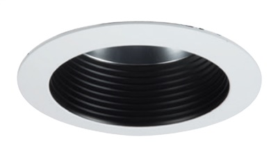 Halo Recessed Commercial 41RWWBB 4" Baffle Reflector, Wide 75 Degree Beam Angle, 1.24 SC, Black Baffle (White Flange)