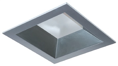 Halo Recessed 44SWDC 4" Square Shallow Reflector, Non-Conductive Polymer, Use with SM4 Modules Only, Wide Distribution, Specular Clear