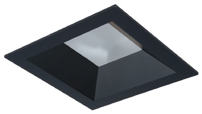 Halo Recessed 44SWDMB 4" Square Shallow Reflector, Non-Conductive Polymer, Use with SM4 Modules Only, Wide Distribution, Matte Black