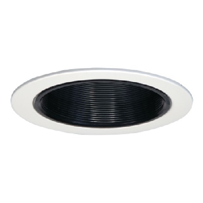 Halo Recessed 5016P 5" Line Voltage Coilex Baffle with Reflector Trim for H5, ET/EI500, H570, H571 and H572 Housings, White Trim, Black Baffle