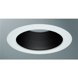 Halo Recessed 5102BB 5" Line Voltage Tapered Metal Baffle Trim, Self-Flanged, Black Baffle, White Trim