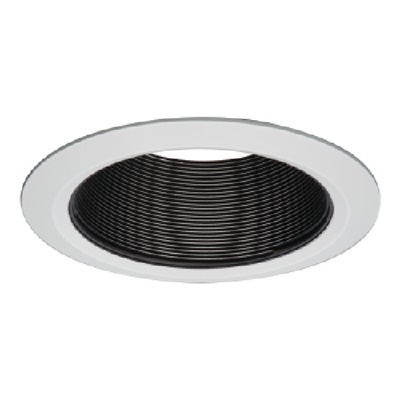 Halo Recessed 5109BB 5" Line Voltage Tapered Plastic Baffle Trim, Self-Flanged, Black Coilex Baffle, White Trim