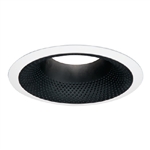 Halo Recessed 6110BB 6" Perftex Perforated Baffle with Self-Flange Ring, Black Perftex Baffle, White Trim